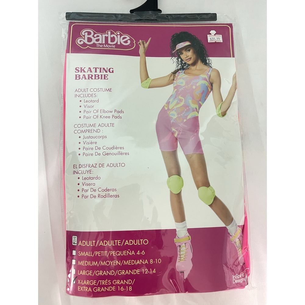Barbie The Movie Skating Barbie Halloween Costume Adult Size X-Large 16-18